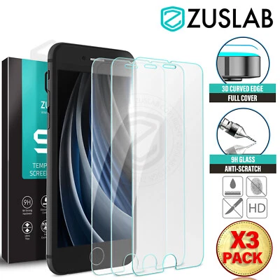 For Apple iPhone SE 3rd 2022 ZUSLAB Tempered Glass Screen Protector 3 Pack