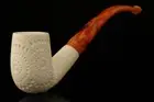 Lattice Bent Billiard Block Meerschaum Pipe with custom case 13912