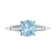 2.0 ct Round Cut Gemstone Three-Stone Promise Ring White Gold, Anniversary Gift
