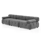 Foret 3 Seater Sofa Modular Arm Seat Tufted Velvet Lounge Couch Chaise Dark Grey