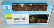 Patio and Garden String Light Set "Solar Powered" RATTAN BALL STRING LIGHTS