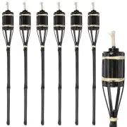 6x Black 60cm Bamboo Garden Fire Torches Outdoor Paraffin Oil Tiki Lantern