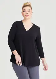 [Taking Shape] Taking Shape Katie Luna 3 / 4 Sleeve Top Size 16 in Black - Plus Size Women's Tops & T Shirts Black