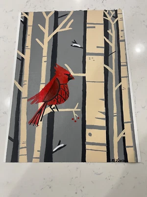 Hand Painted Canvas Art ( Northern Cardinal ).............. Sunflower Creations