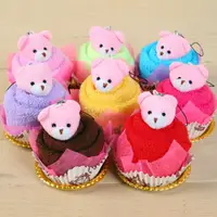 在飛比找樂天市場購物網優惠-創意小毛巾 蛋糕手帕-純棉可愛小熊獨特生日情人節禮物生活用品