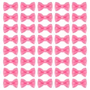 100 Pcs Mini Ribbon Bow 0.8" Mini Fabric Ribbon Flower Bows, Shiny Pink