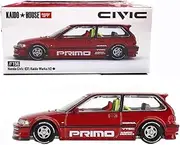 1:64 Scale Diecast Model Car Compatible with Kaido House x Mini GT Honda Civic (EF) Kaido Works V2 (Red) Limited Edition KHMG156
