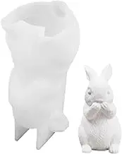 Easter Rabbits Statue Mold, Silicone 3D Bunny Statue Moulds, Reusable Rabbits Plaster Casting Mold, Handmade Bunny Mold Easter Craft Ornaments for Home Decor Cake Fondant, Easy Release