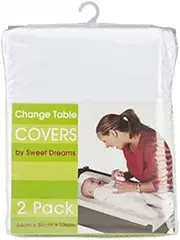 Sweet Dreams Change Table Mattress Cover, White, 2 Count