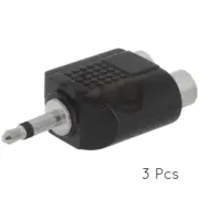 3x 3.5mm Mono Male to 2 RCA Female Jacks Adapter 2-Way Audio Converter Splitter