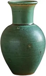 Vintage Flower Vases Small Ceramic Vase Pot Decorative Cylinder Vase Geometric Home Decor Living Room Decor Vase for Kitchen Office Garden Bedroom (Color : Green)