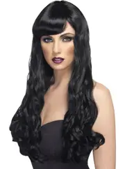 Desire Black Curly Womens Long Costume Wig