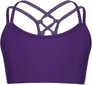 [Kvysinly] Kids Girls Spaghetti Straps Criss Cross Back Gymnastic Ballet Dance Crop Tank Top Sports Yoga Bra Dancewear