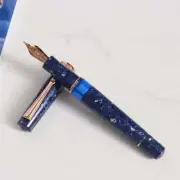 Delta Lapis Blue Celluloid Fountain Pen - Rose Gold