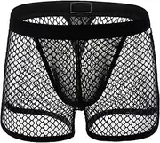 [Maiyifu-GJ] Sexy Mesh Underwear Shorts for Men Low Waist See Through Fishnet Breathable Boxer Briefs Comfortable Underpants