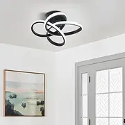 GEADI Modern LED Ceiling Light, 32W Flush Mount Chandelier Lighting Fixture, Black Ceiling Lights Indoor, Hallway Light for Dining Room, Kitchen, Bedroom, Corridor, Entryway (6000K White Light)