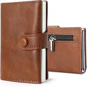 [Valveric] Men's Slim Wallet with Coin Compartment & RFID Protection, Mini Wallet for Credit Cards, Pop-Up Card Case, Small Wallet Men
