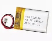 2 pcs 3.7V 250mAh Rechargeable Lipo Polymer Battery 502030 For Smart Watch GPS