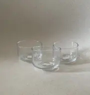 3 CB2 ROUNDISH MINI GLASS CUP BOWL 2.5H X 3.8DM NEW CRATE AND BARREL