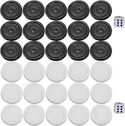 Gonetre 32pcs Backgammon Set - International Draft Pieces, Lady & Mill Tokens, Chess Pieces, Chess Game, Lady Board Game - Ages 3 and Up, 2 Players