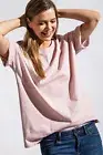 PALE MAUVE PLUS SIZE WASHED COTTON ROUND NECK TOP SHORT SLEEVED LOOSE FIT TOP