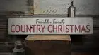 Country Christmas, Custom Family Last - Rustic Distressed Wood Sign