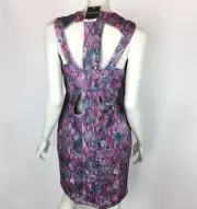 Top Shop Pink Snake Skin Bodycon Dress Stretch Cut outs Mini Women 12 NWT $96