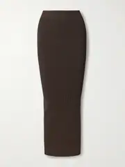 [Max Mara] Max Mara - Aprile Ribbed-knit Maxi Skirt - Brown - medium medium Brown