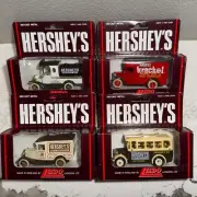Set of 4 Vintage Die-Cast Hershey's Milk Chocolate Trucks by Lledo MIB
