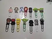 Star Wars 1" Tall Set of 14 PAPER CLIPS Yoda, Darth Vader, Maul, C3PO, R2D2, BB8