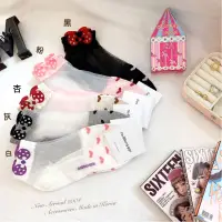 在飛比找蝦皮購物優惠-韓國帶回 甜美少女風 立體蝴蝶結點點愛心 水晶襪 玻璃襪 透