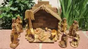 Baby Jesus Nativity Manger Set Carved Olive Wood from Bethlehem