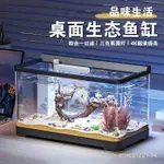 🔥熱銷🔥 魚缸 水族箱塑料 透明 懶人金魚缸 客廳陽臺家用 造景 中小型 生態桌麵缸