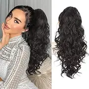 20 Wavy Ponytail Extension Claw Clip Ponytail Hair Extension Natural Synthetic Hairpiece for Women Daily Use