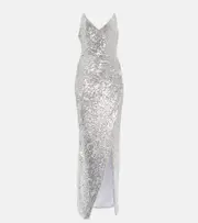 [Balmain] Balmain Sequined gown UK 14 silver
