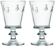 La Rochere Set of 2 Bee Motif Stemmed Wine Glasses Goblets 11.5 floz