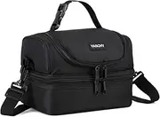 Lunch Box Bag Kids,VASCHY Insulated Two Compartments Cooler Bags Girls/Women w Shoulder Strap for School,Daycare,Kindergarten,Picnic Black
