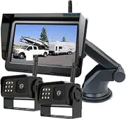 Wireless 5 Inch Car Monitor with IR Backup Reversing Camera 12-24v USB Charger 10-15m Compatible for Rv Caravan SUV Camper Van(2 Cameras Kit)