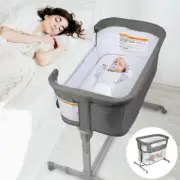 3 in 1 Baby Bassinet, Bedside Sleeper, & Playpen, Easy Folding Portable Crib (Gr