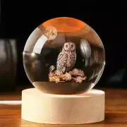 3D Owl Crystal Ball 60mm Owl Figurines in Crystal Ball Decor Collectibles Snow G