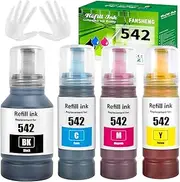 542 Ink Compatible with Epson 542 Ink Refill Bottles for Ecotank ET-5101 ET-5170 ET-5180 ET-5850 ET-5800 ET-5880 ET-16650 ET-16600 ST-C8090 ST-C8000 (4 Pack, Black Cyan Magenat Yellow)