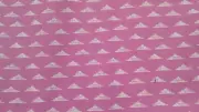 Fabric Joann White Battleships or Clouds on a True Violet Background $3.25
