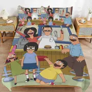 a1237 Bob\'s Burgers Duvet Cover Set, 3 Piece Bedding Set 86x70" Double Sided Printing Decorative Comforter Cover Set (1 Duvet Cover + 2 Pillow Shams)