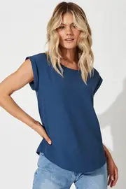 Rejina Top Cap Sleeve in Blue 10