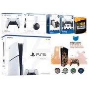 Sony Playstation 5 Slim Disc Console + White Headset, Controller