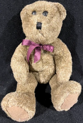 Boyds Bears 14" Plushed Stuffed Rufus Brown Bear Purple Ribbon Articulated
