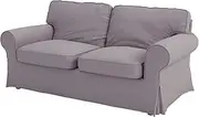[HomeTown Market] Sofa Covers Custom Made for IKEA Ektorp Sofa, Loveseat Couch, Chair, Chaise, Footstool (Ottoman) Slipcovers, Polyester Flax Light Gray, Ektorp Loveseat