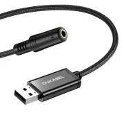 DUKABEL USB to 3.5mm Jack Audio Adapter, Aux 19 inch / 50cm, black