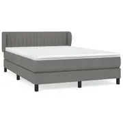 Box Spring Bed with Mattress Slatted Wooden Bedstead Bedroom Fabric vidaXL
