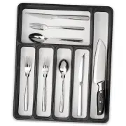 Plastic 6 slots silverware organizer Black
